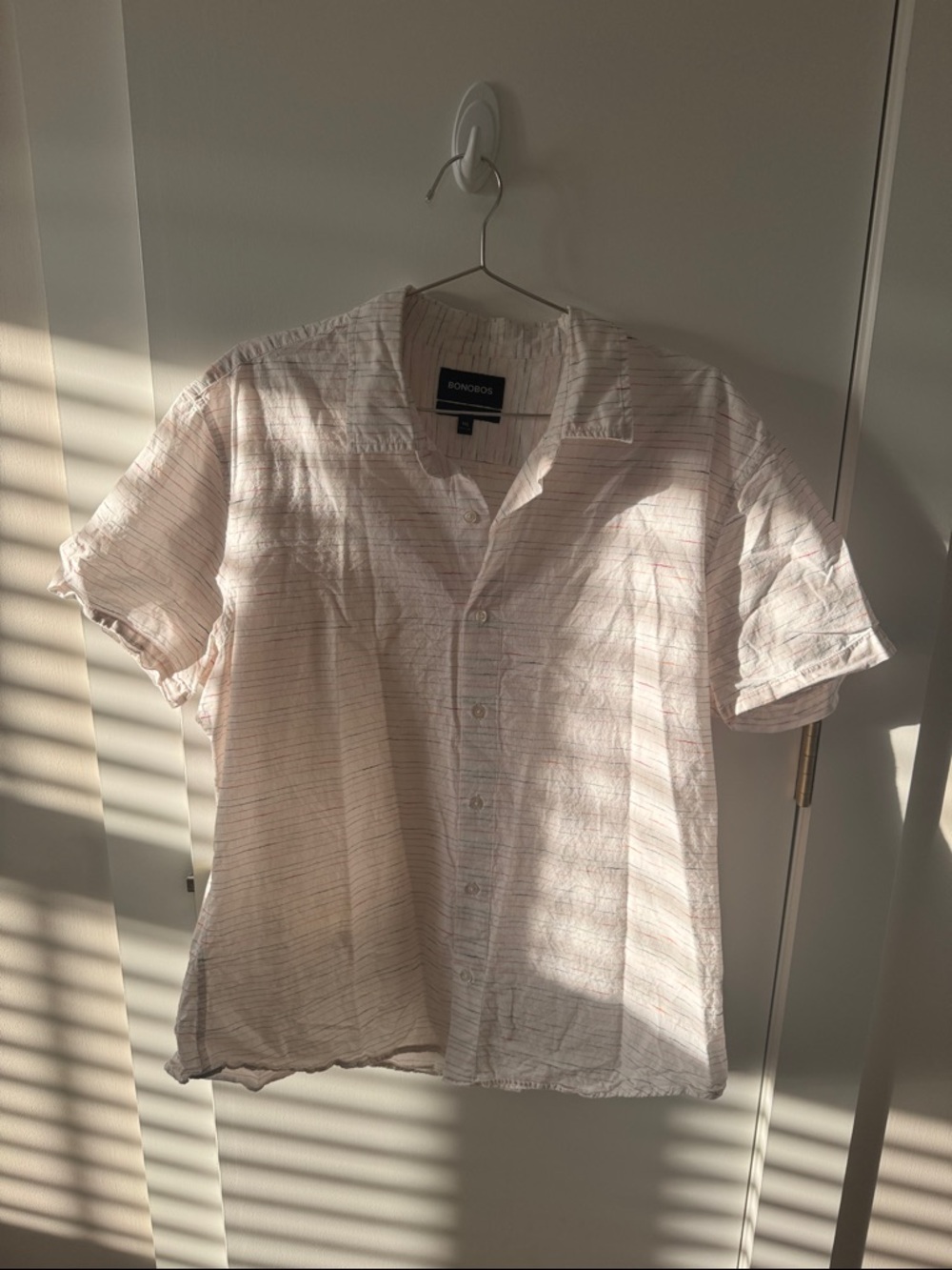 Bonobos White/Milticolor Striped Short-Sleeve Button-Down Shirt